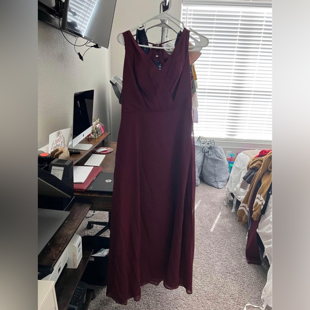 Maroon bridesmaids dress
